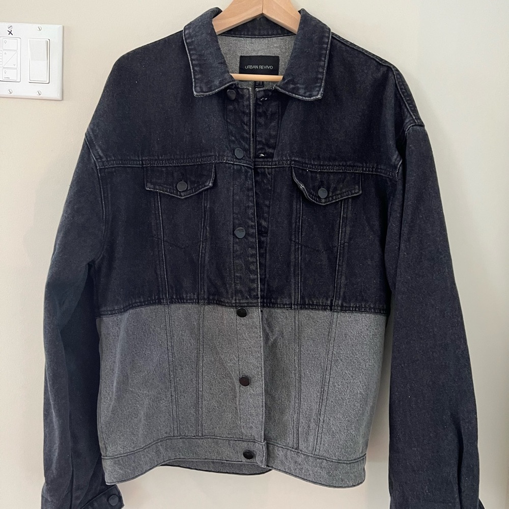 Urban Revivo Black/Gray Denim Jacket- Size M